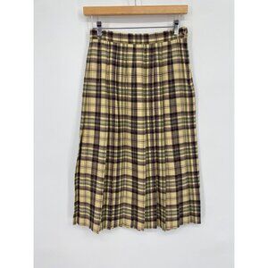 Vtg 90s TALBOTS 100% Wool Tartan Plaid Pleated Skirt Womens MADE IN USA SIZE 8P